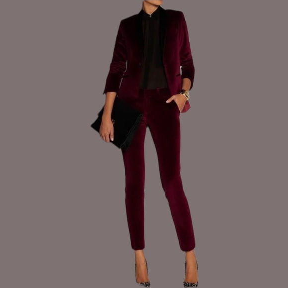 INC Velvet Skinny Pants Wine Burgundy 12 - Picture 3 of 3